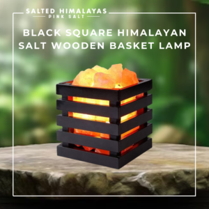 Black Square Salt Wooden Basket Lamp