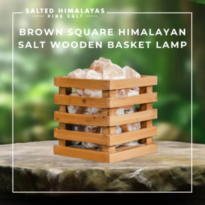 Brown Square Salt Wooden Basket Lamp