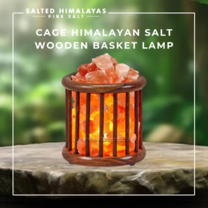 Cage Square Salt Wooden Basket Lamp