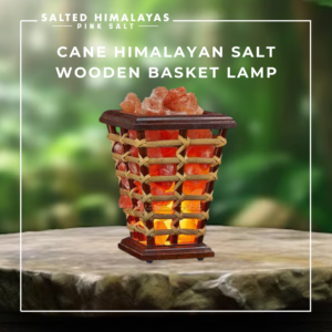 Cane Square Salt Wooden Basket Lamp