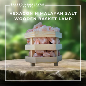 Hexagon Salt Wooden Basket Lamp